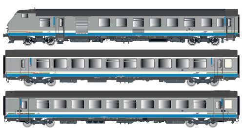 L.S. Models LS41253DC 3er Set Personenwagen VU+VTU SNCF, Ep.V, TER Rhone-Alpes